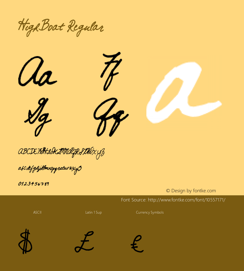 HighBoat Regular Version 1.00 May 24, 2014, initial release图片样张