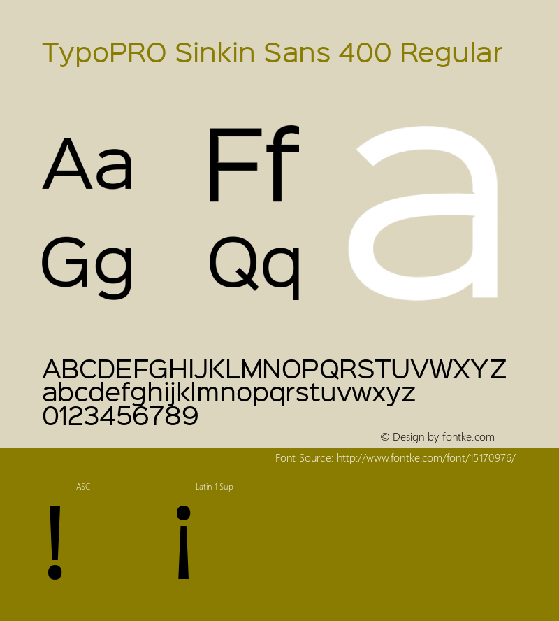 TypoPRO Sinkin Sans 400 Regular Sinkin Sans (version 1.0)  by Keith Bates   •   © 2014   www.k-type.com图片样张