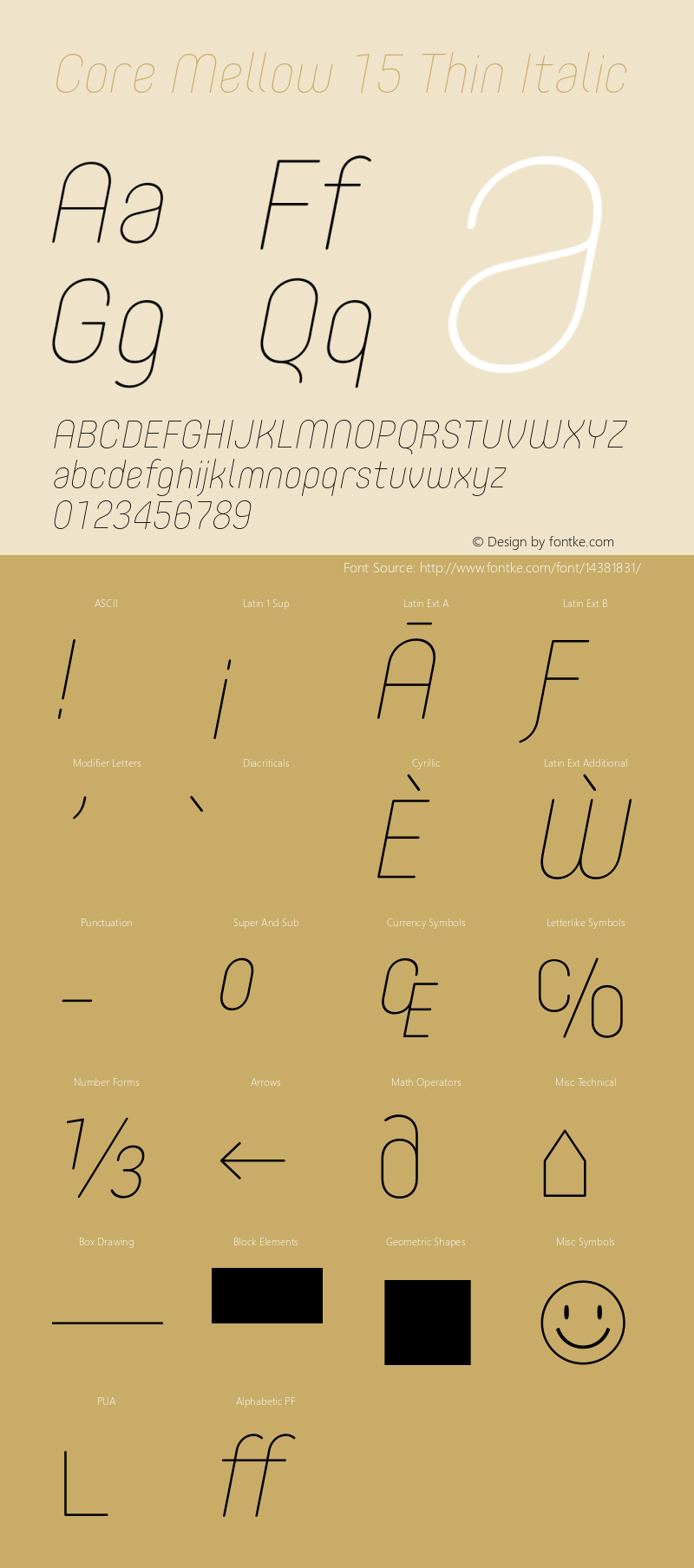 Core Mellow 15 Thin Italic Version 1.000图片样张