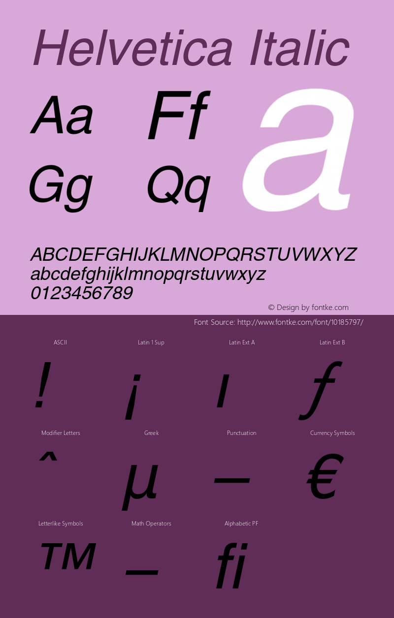 Helvetica Italic OTF 1.0;PS 003.000;Core 1.0.22图片样张