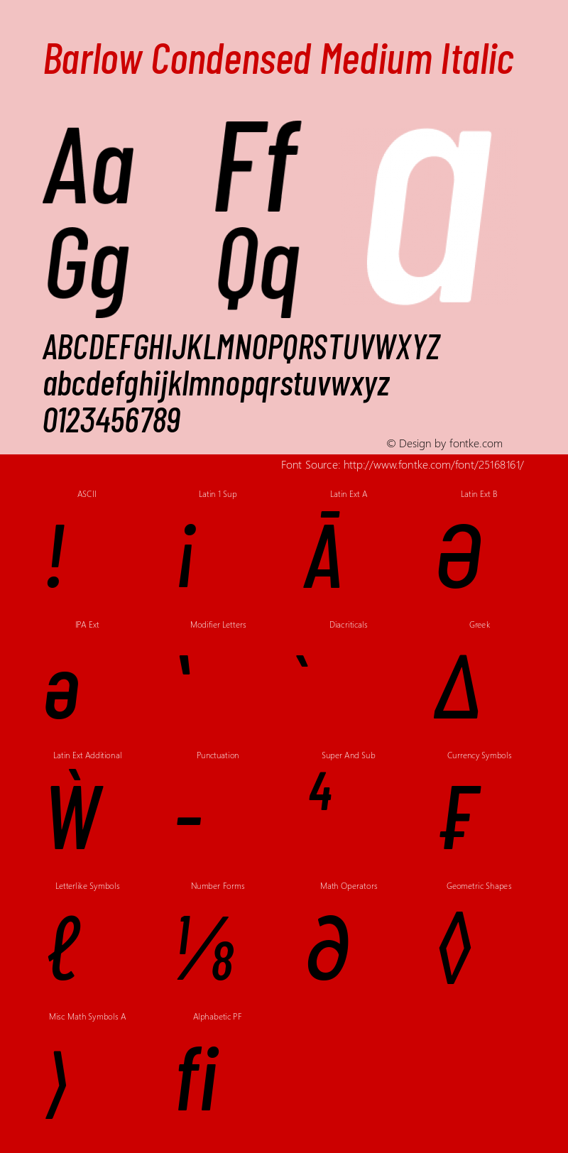 Barlow Condensed Medium Italic Version 1.301图片样张