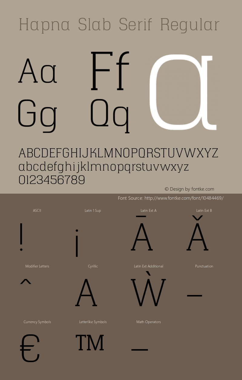 Hapna Slab Serif Regular Version 1.001;PS 001.001;hotconv 1.0.70;makeotf.lib2.5.58329图片样张