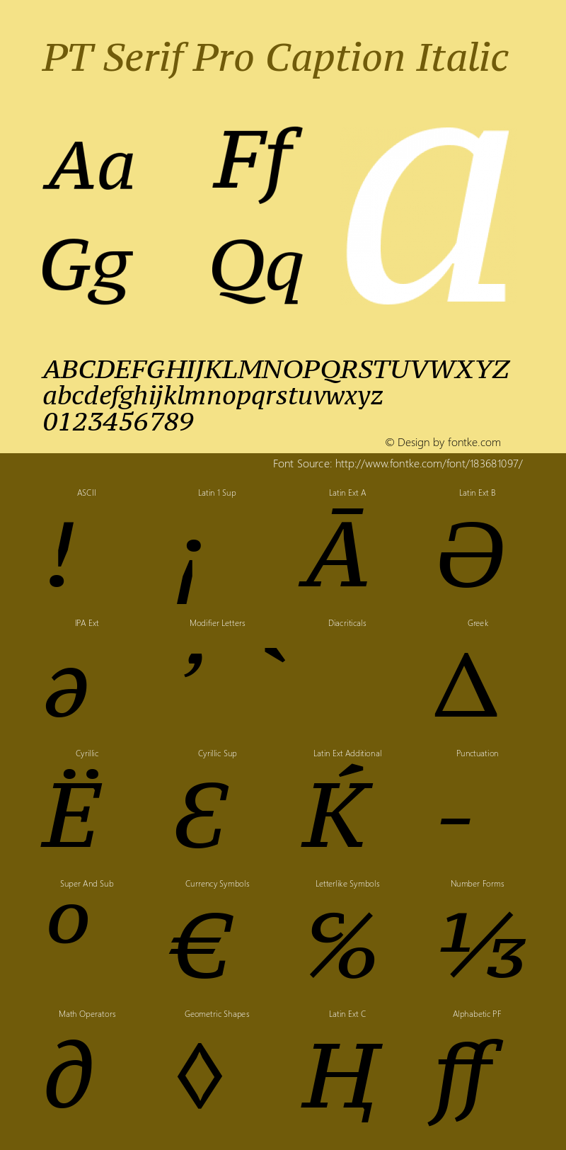 PT Serif Pro Caption Italic Version 1.000; Fonts for Free; vk.com/fontsforfree图片样张