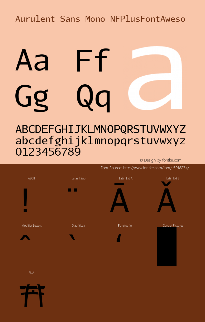 Aurulent Sans Mono NFPlusFontAweso Version 2007.05.04图片样张