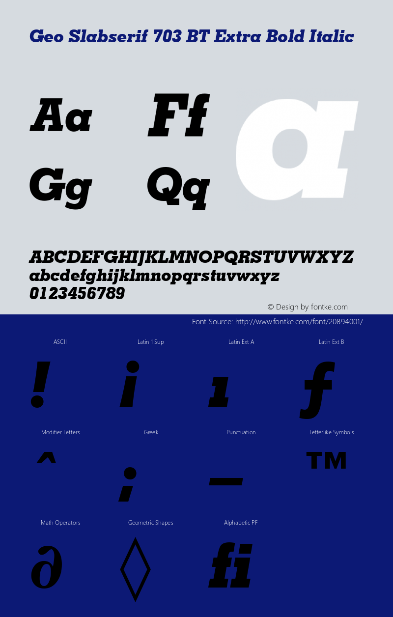 Geometric Slabserif 703 Extra Bold Italic BT spoyal2tt v1.50图片样张