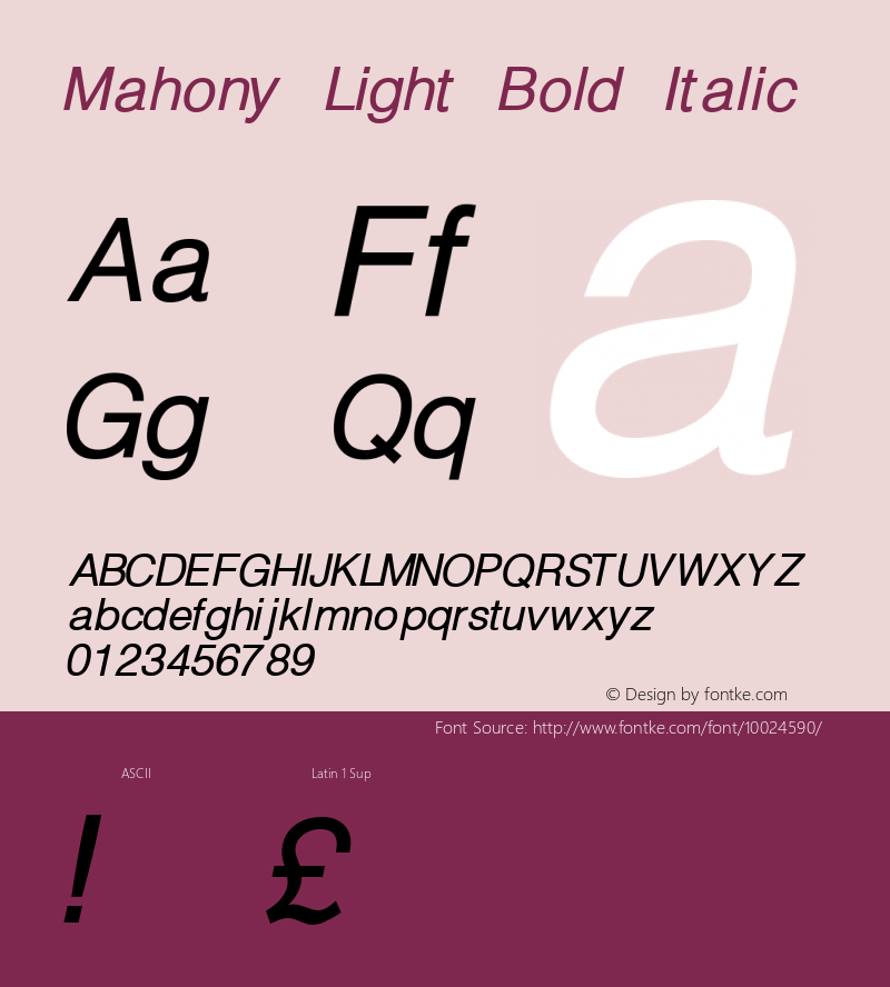 Mahony Light Bold Italic Unknown图片样张