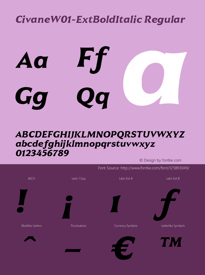 Civane W01 Ext Bold Italic Version 1.00图片样张