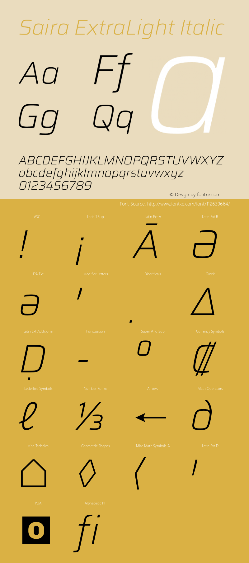 Saira ExtraLight Italic Version 1.100图片样张