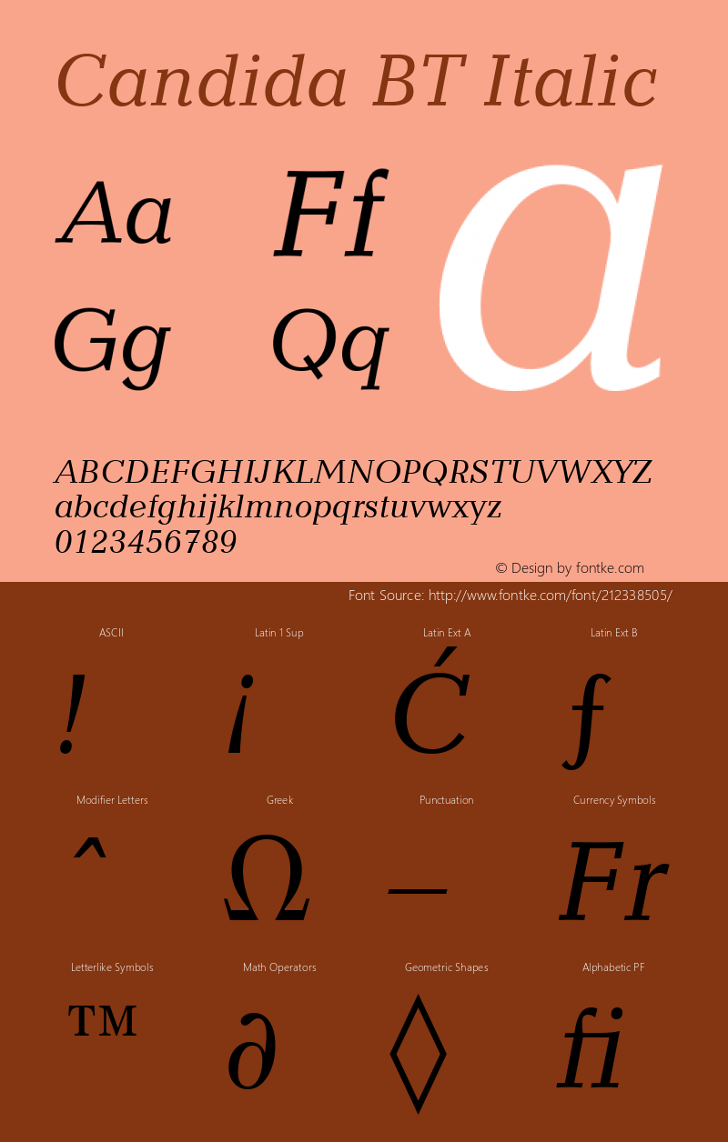 Candida BT Italic Version 1.01 emb4-OT图片样张