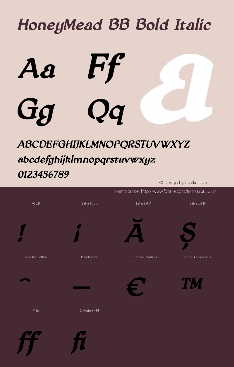 HoneyMead BB Bold Italic Version 1.000图片样张