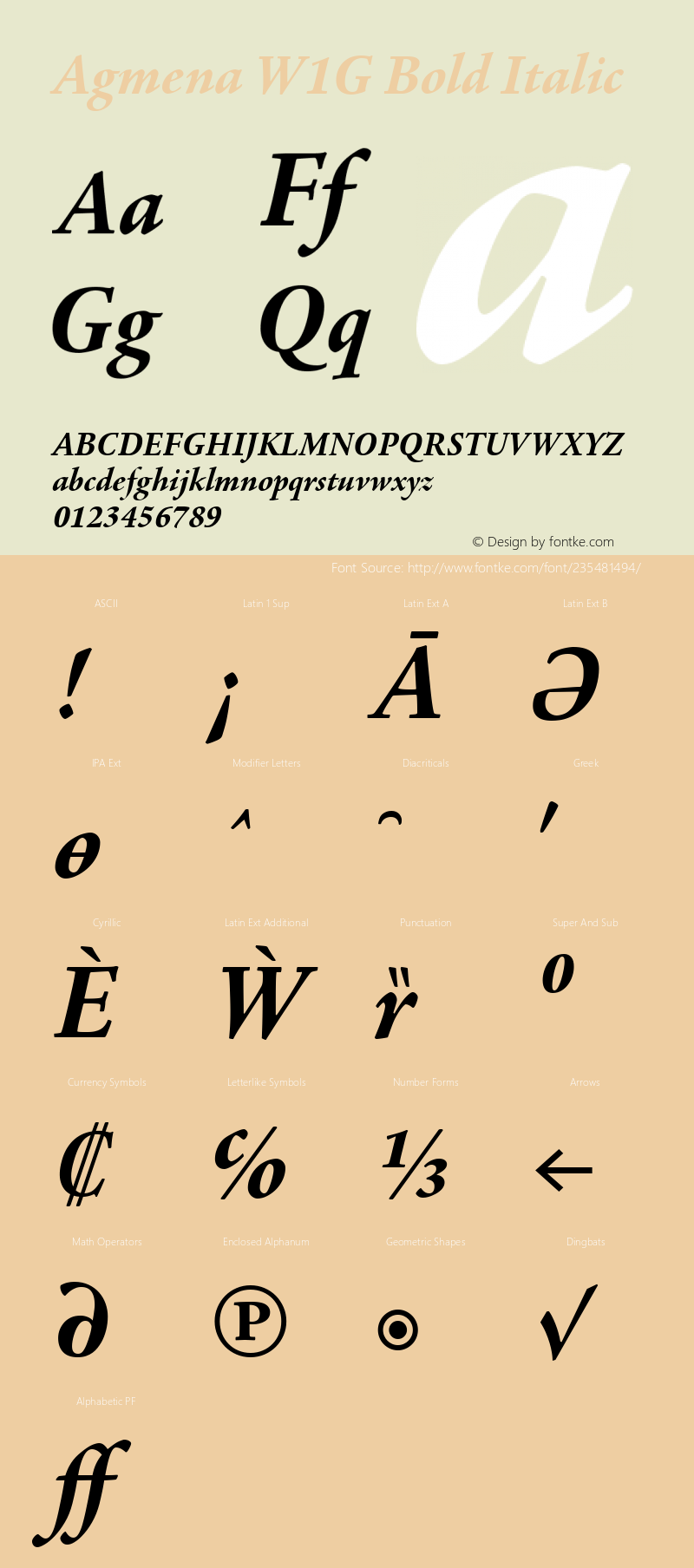 Agmena W1G Bold Italic Version 1.00图片样张