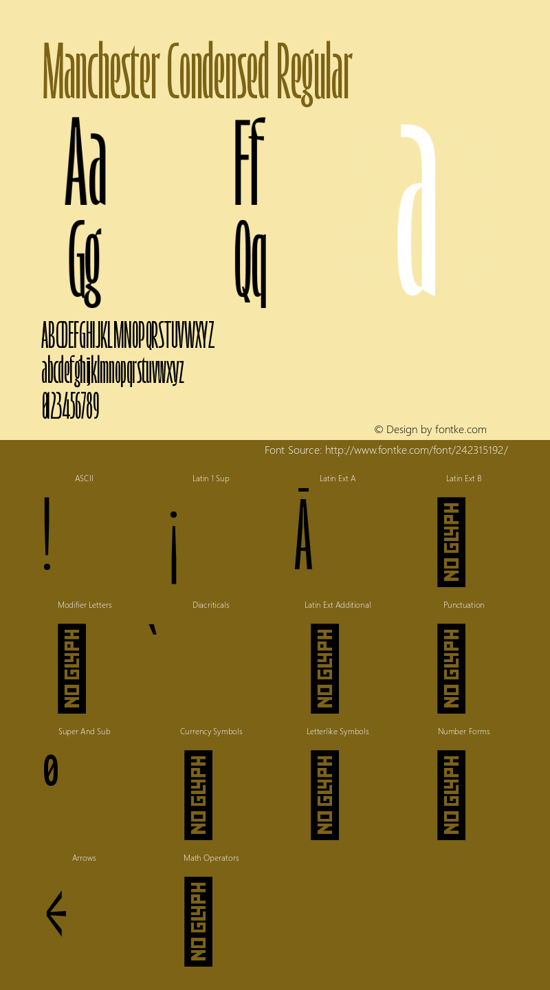 Manchester Condensed Regular Version 1.000 | FøM Fix图片样张