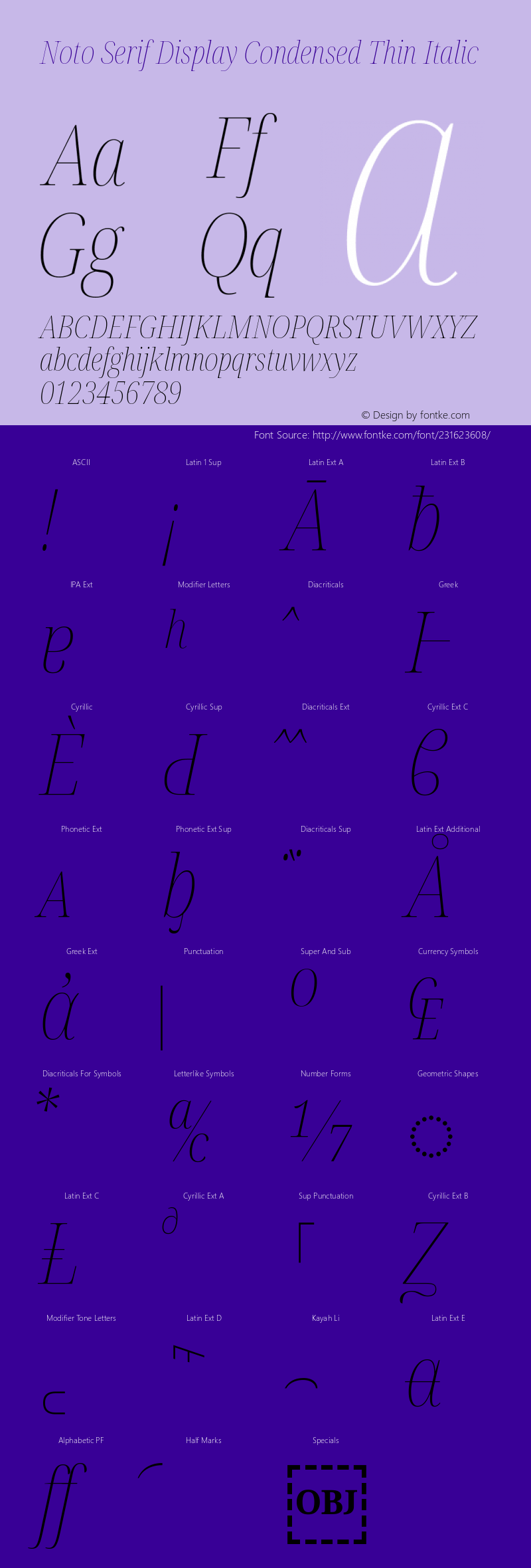 Noto Serif Display Condensed Thin Italic Version 2.003图片样张