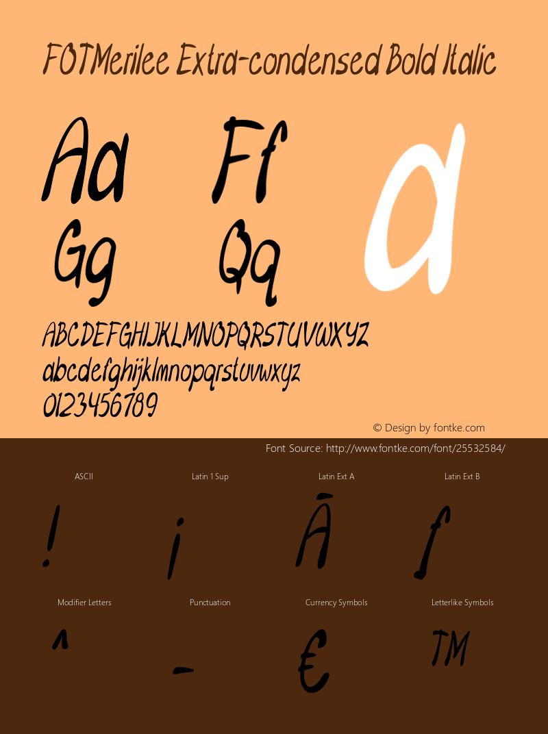 FOTMerilee-ExtracondensedBoldIt Version 1.500图片样张