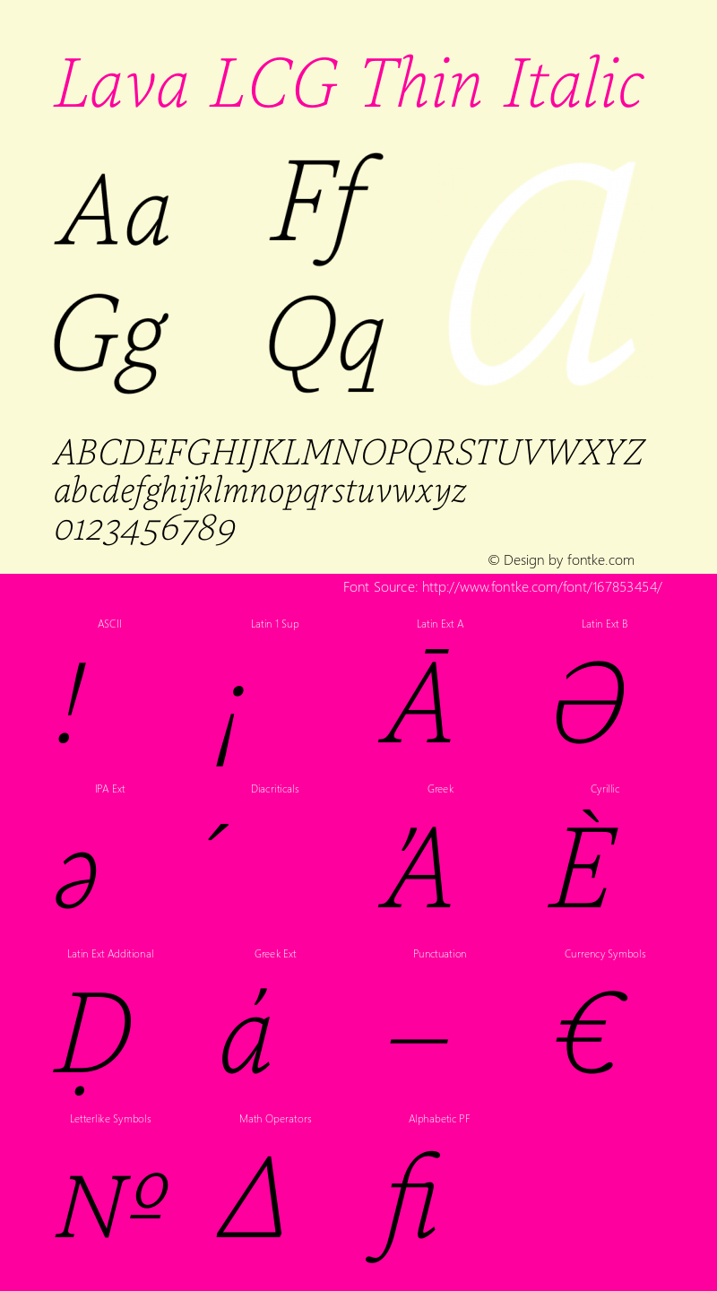 Lava LCG Thin Italic Version 2.023图片样张