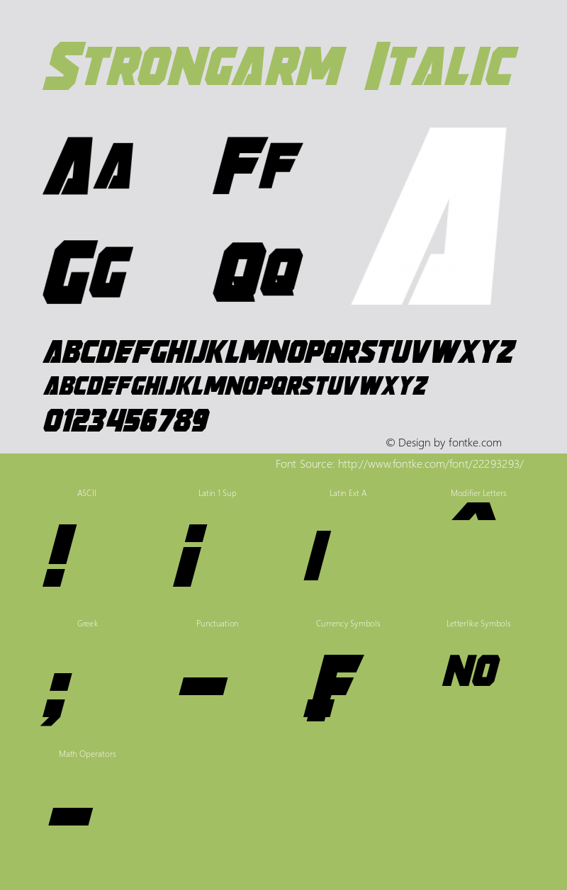 Strongarm Italic Version 1.00 October 7, 2014, initial release图片样张