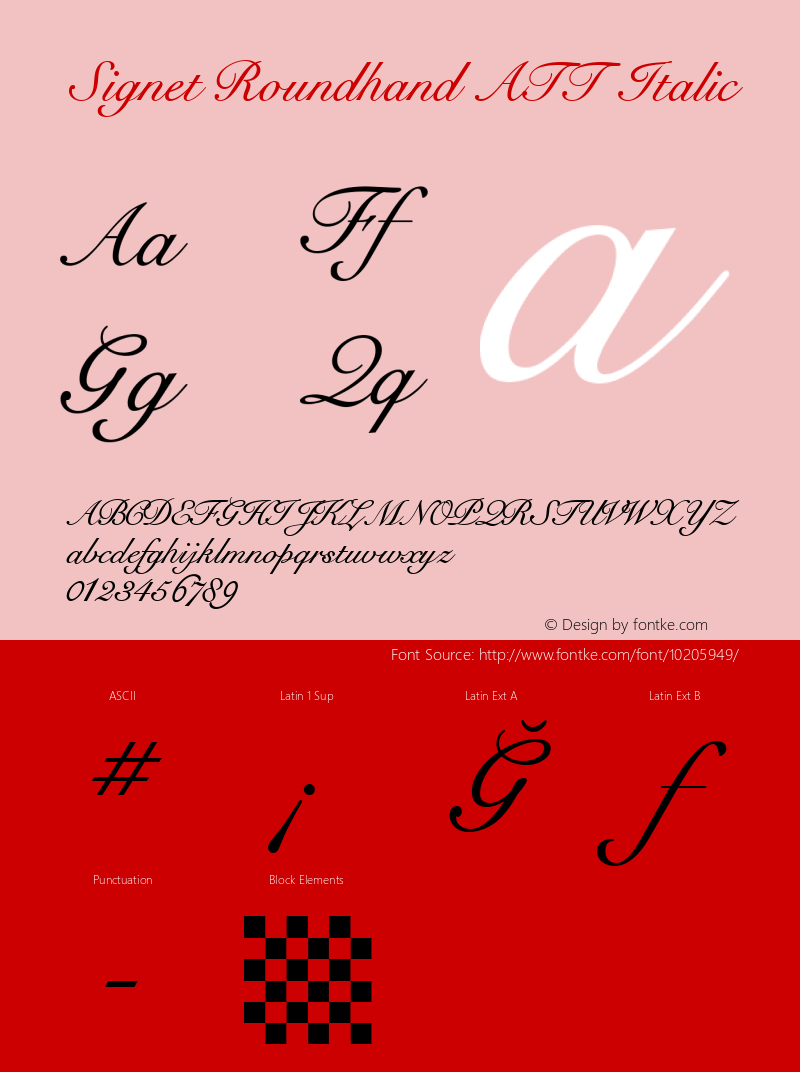 Signet Roundhand ATT Italic Latin 1 and 5: Version 1.2图片样张