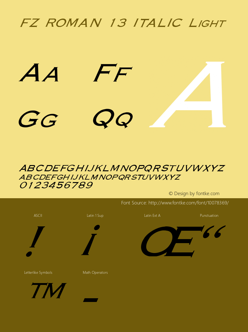 FZ ROMAN 13 ITALIC Light 1.000图片样张