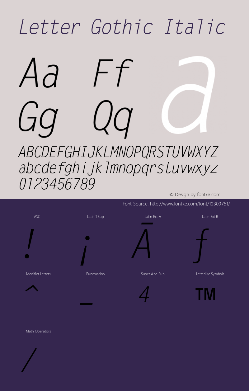 Letter Gothic Italic Version 1.3 (ElseWare)图片样张