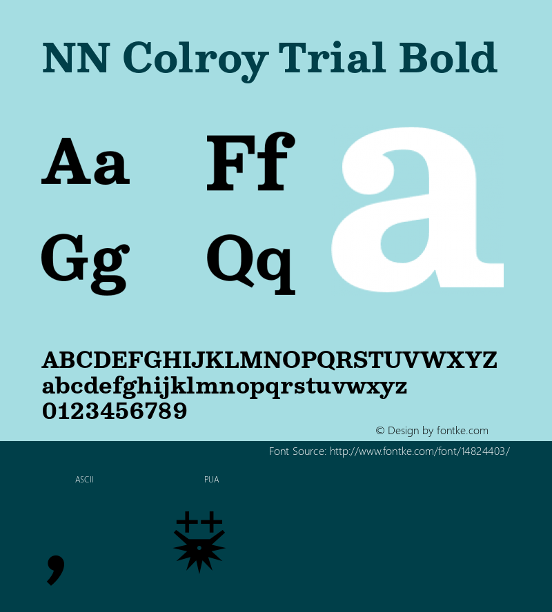 NN Colroy Trial Bold Version 1.000;PS 001.000;hotconv 1.0.70;makeotf.lib2.5.58329图片样张