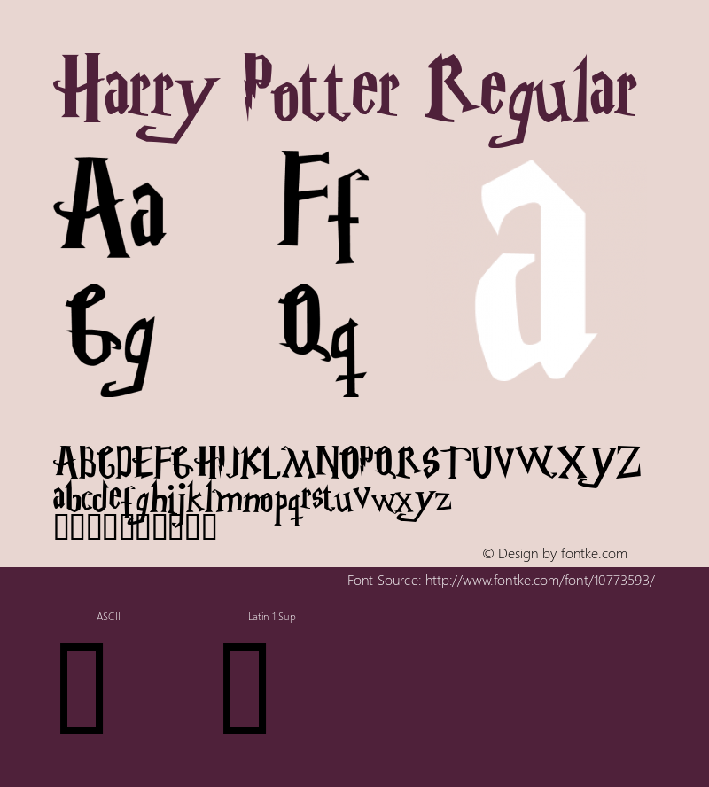 Harry Potter Regular Macromedia Fontographer 4.1 2001-08-08图片样张