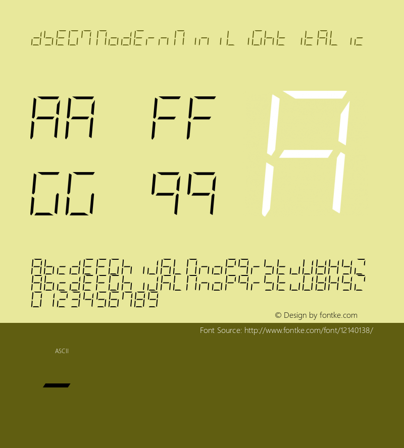 DSEG7 Modern Mini Light Italic Version 0.2图片样张