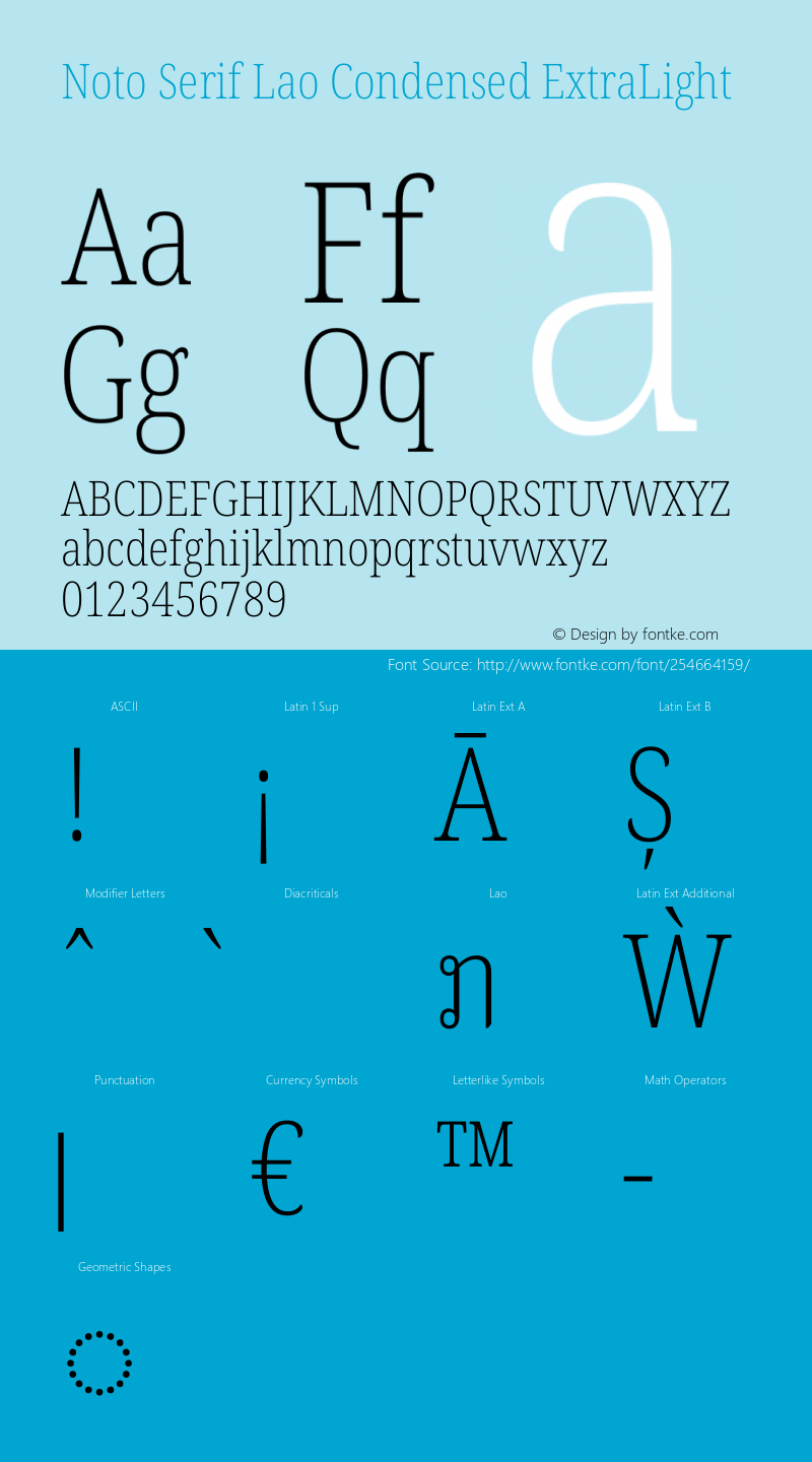 Noto Serif Lao Condensed ExtraLight Version 2.003图片样张