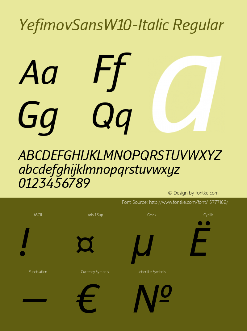 YefimovSansW10-Italic Regular Version 1.00图片样张