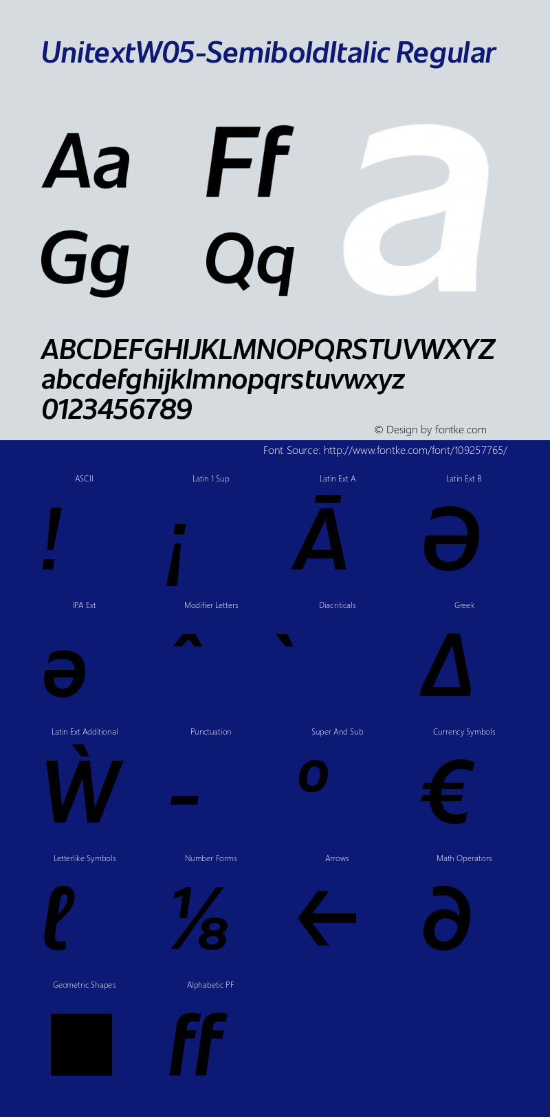 Unitext W05 Semibold Italic Version 1.00图片样张