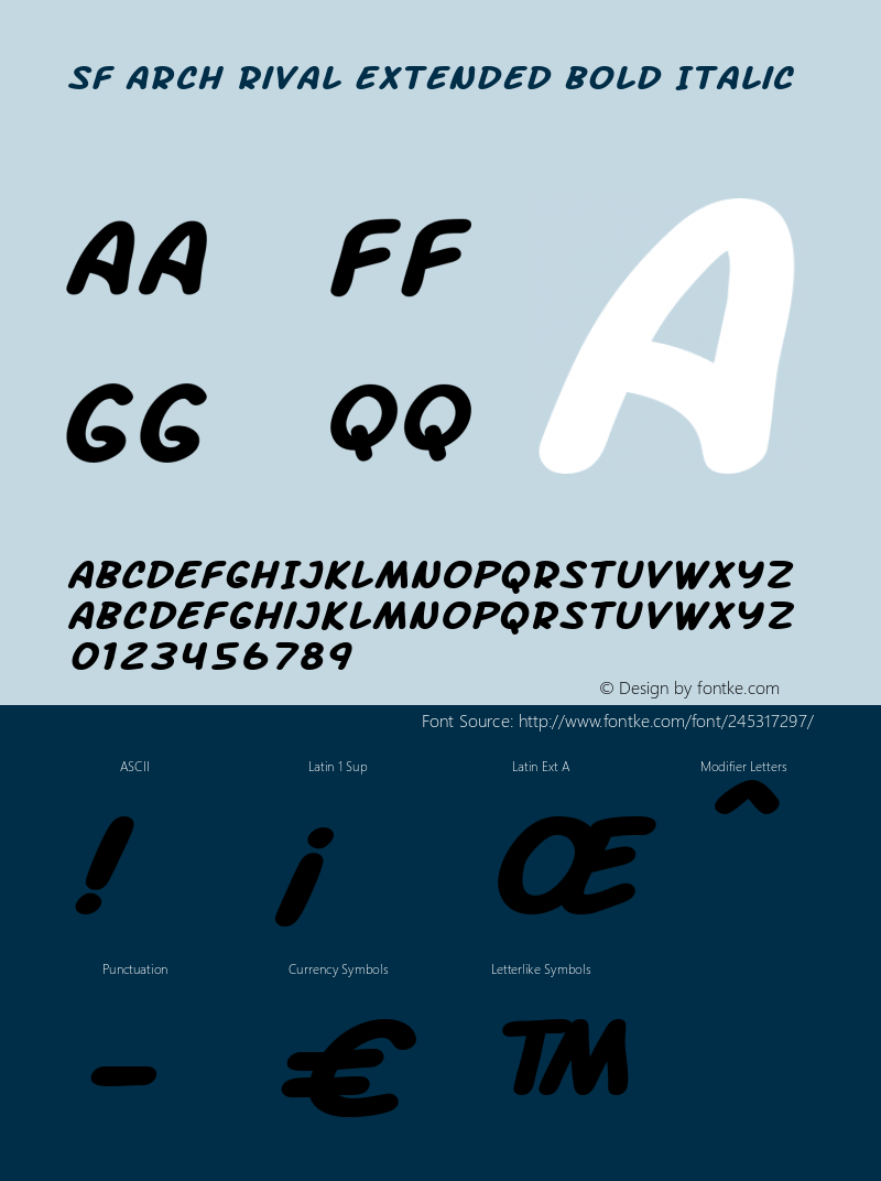 SF Arch Rival Extended Bold Italic ver 1.0; 2000. Freeware.图片样张