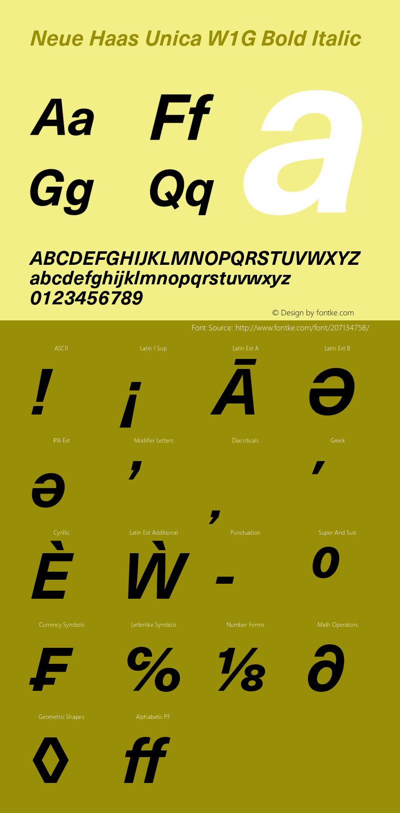 Neue Haas Unica W1G Bold Italic Version 1.00图片样张