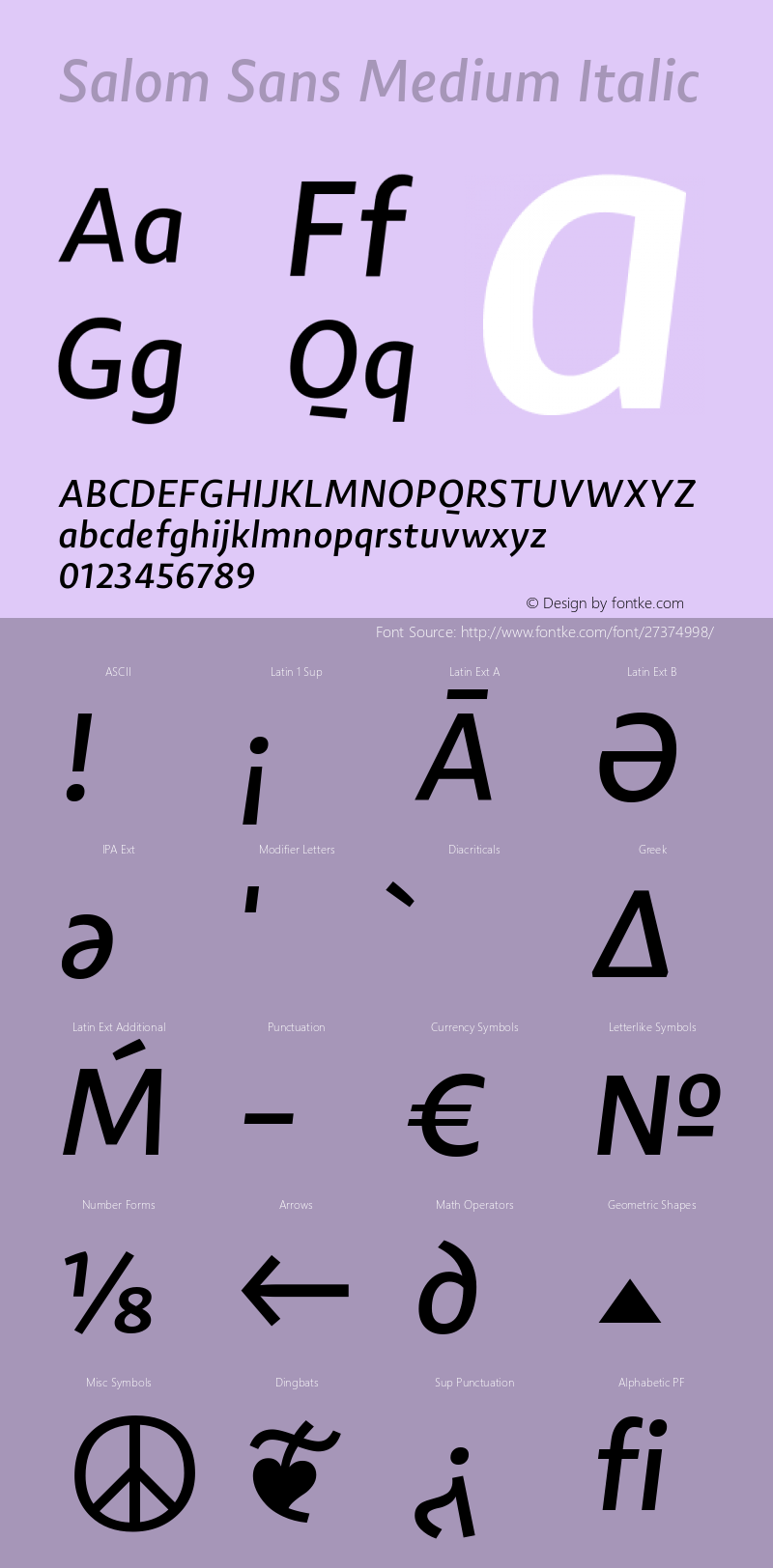 Salom Sans Medium Italic Salom Sans 1.005;YWFTv17图片样张