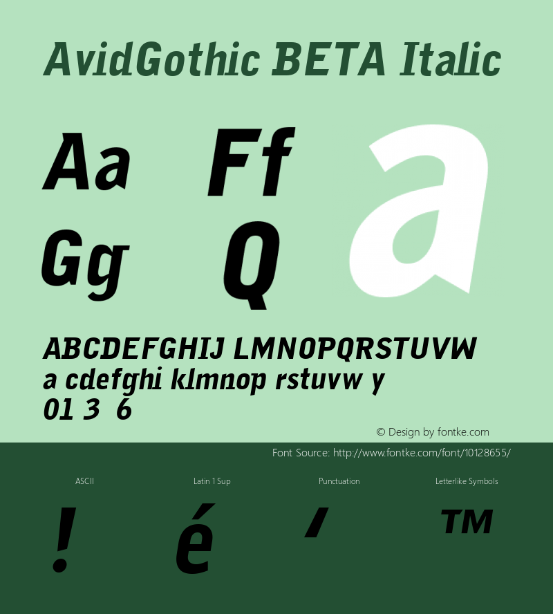 AvidGothic BETA Italic 001.000图片样张