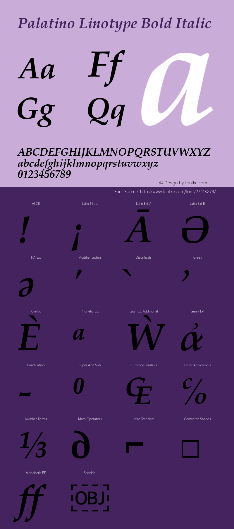 Palatino Linotype Bold Italic Version 5.02图片样张