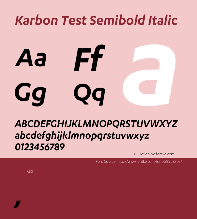 Karbon Semibold Test Italic Version 1.1图片样张