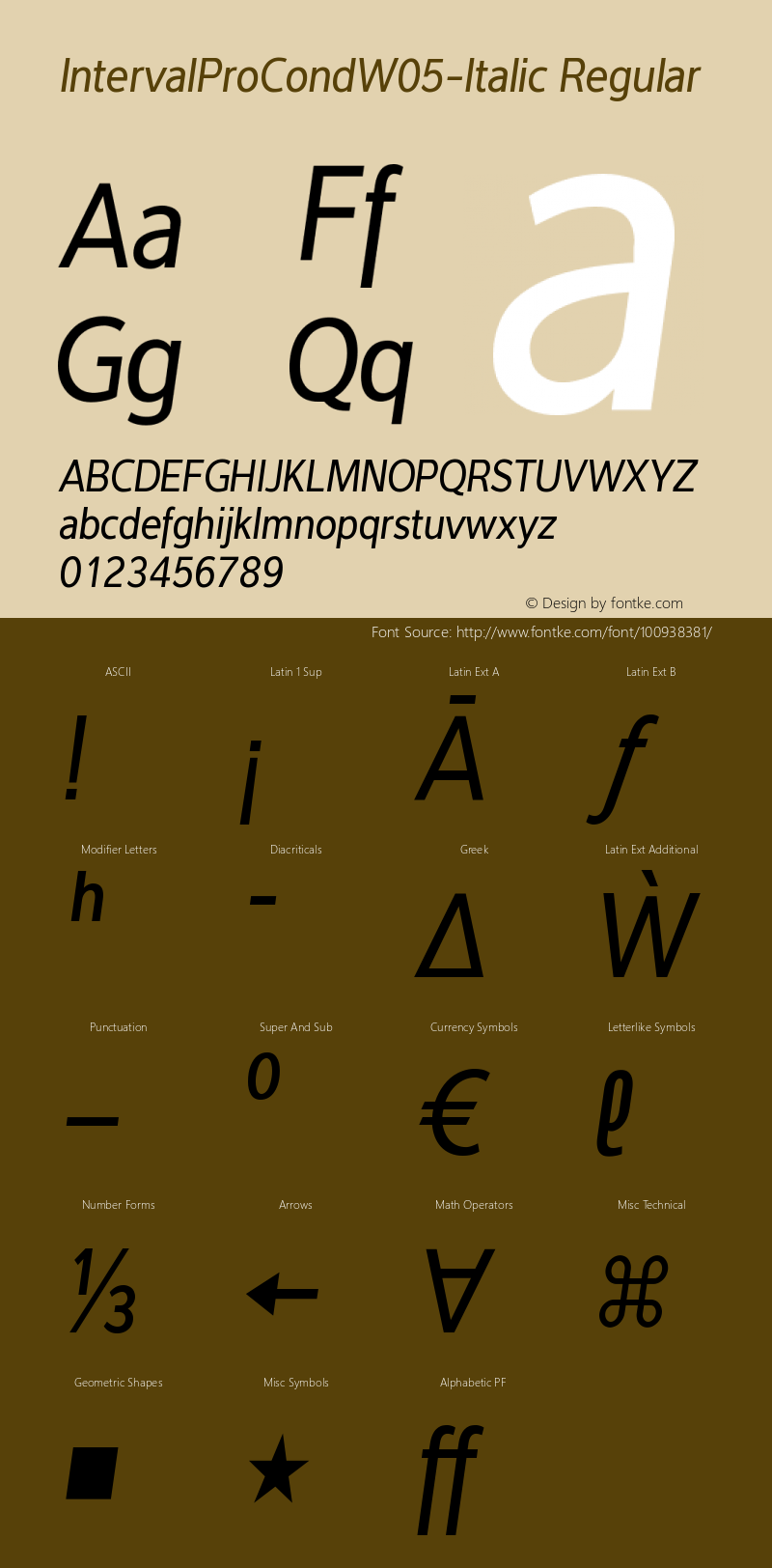 Interval Pro Cond W05 Italic Version 2.20图片样张