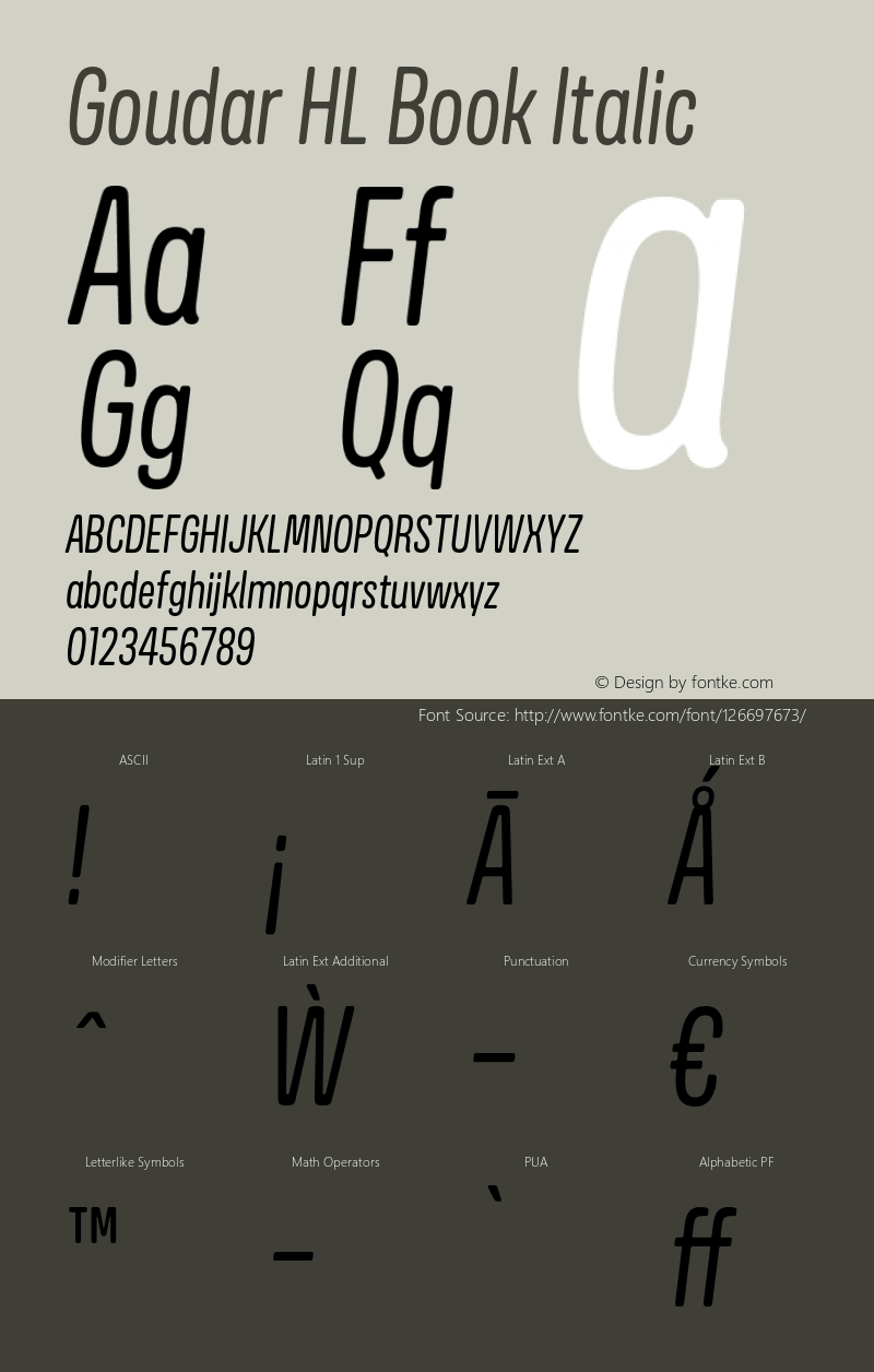 GoudarHL-BookItalic Version 1.10 Build 0117图片样张