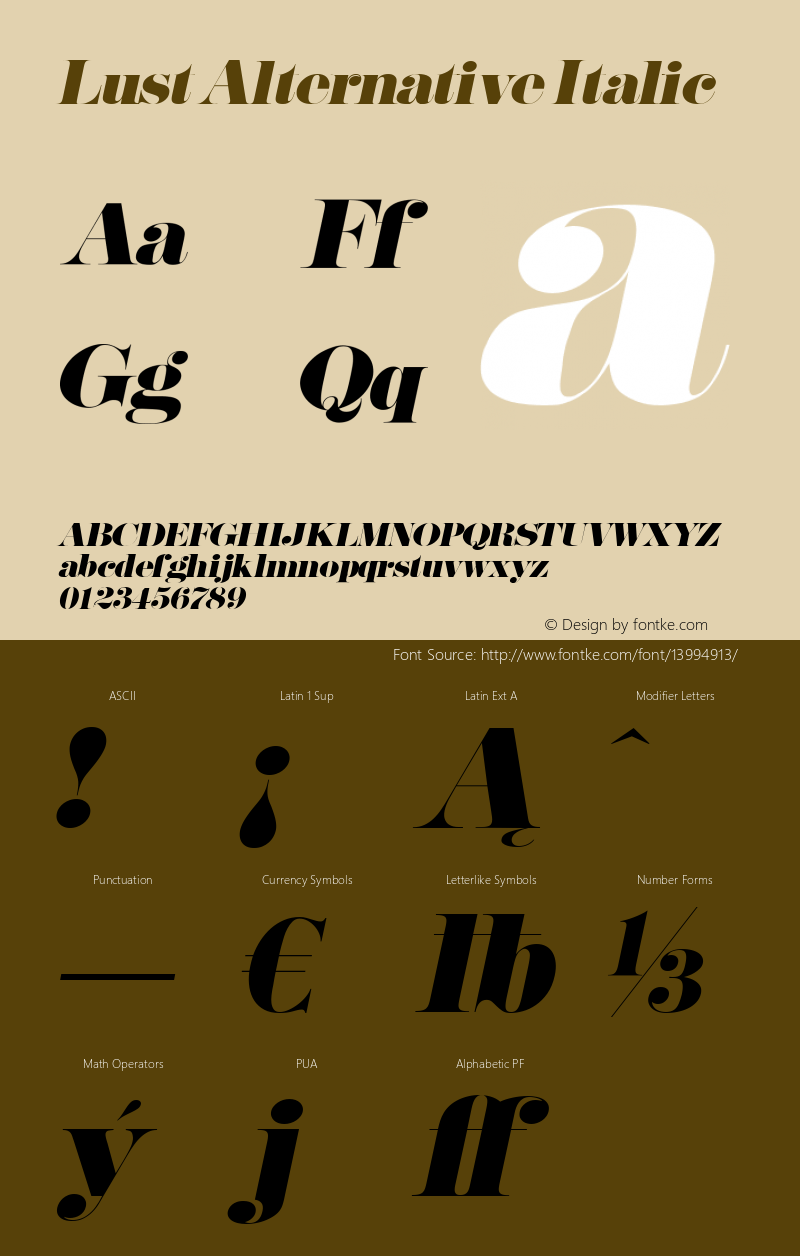 Lust Alternative Italic Version 1.000;PS 001.000;hotconv 1.0.38图片样张