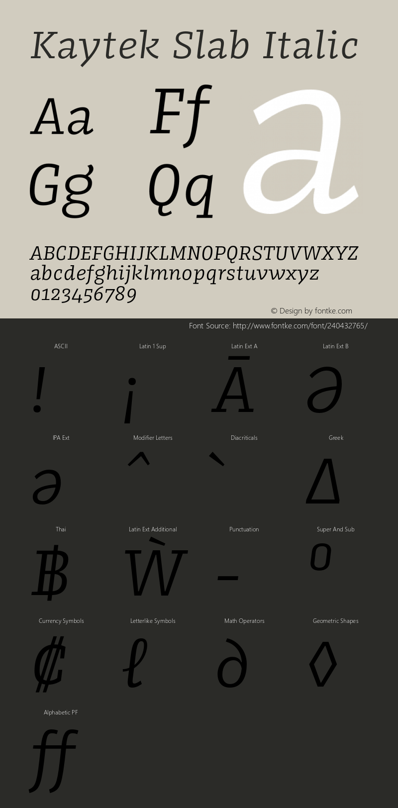 Kaytek Slab Italic Version 1.00图片样张