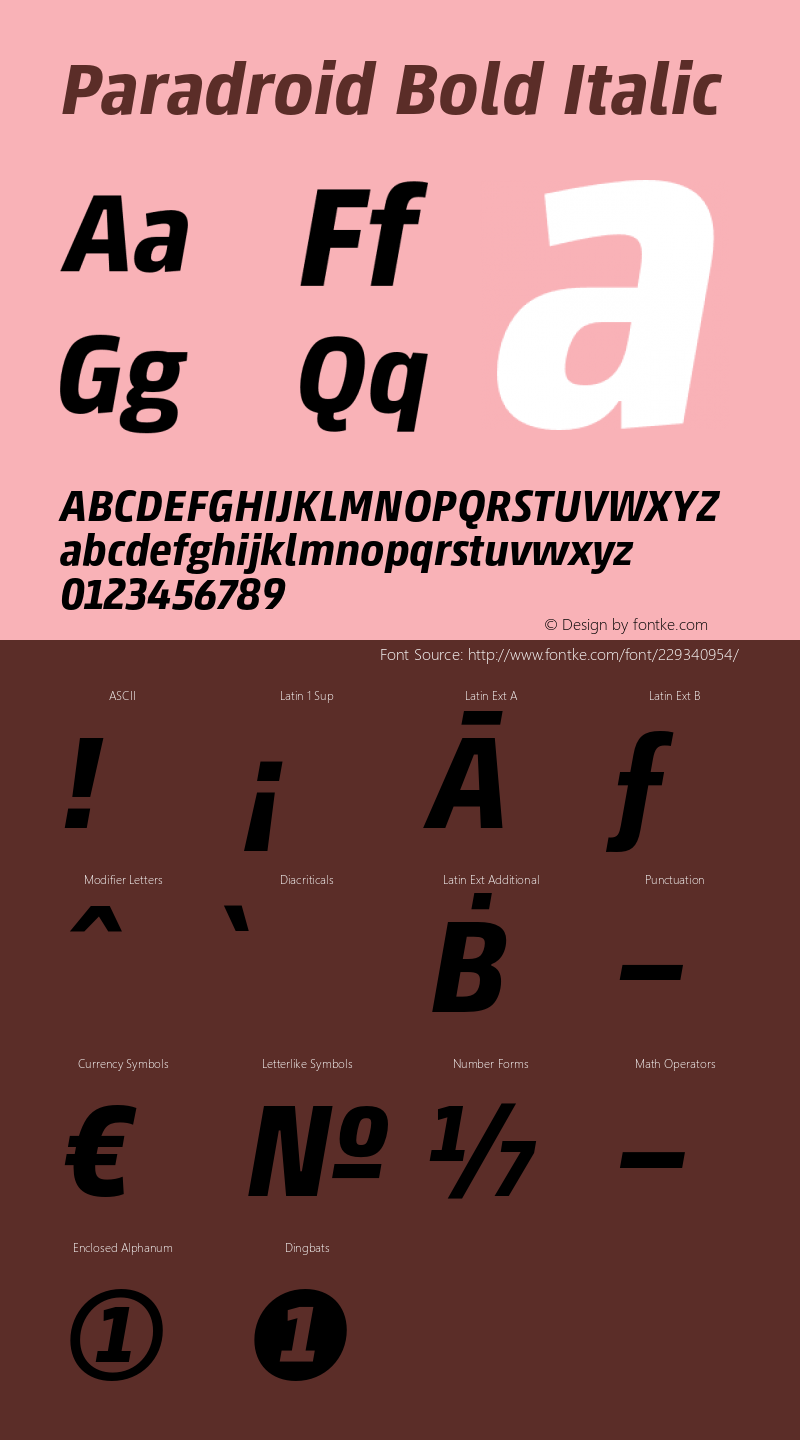 Paradroid Bold Italic Version 001.000 Nov 2017图片样张