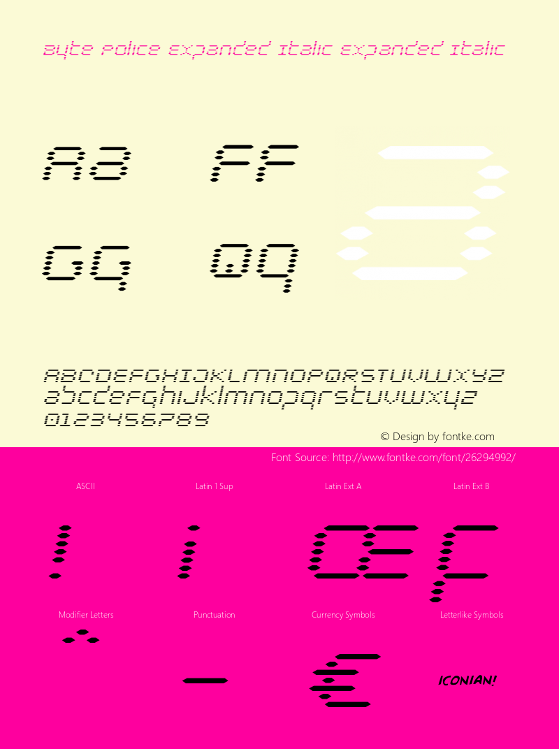 Byte Police Expanded Italic Version 2.0; 2018图片样张