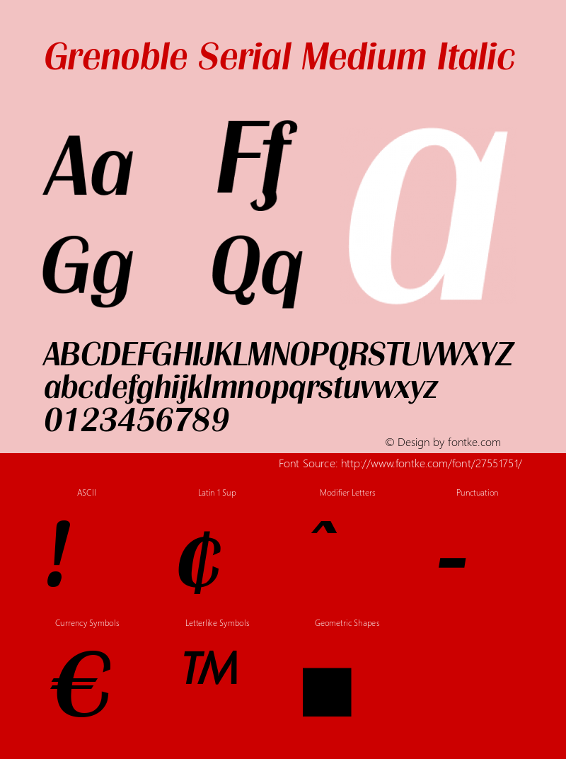 Grenoble Serial Medium Italic Version 1.000图片样张