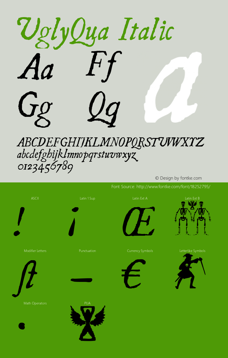 UglyQua Italic 1.0 2004-11-06图片样张