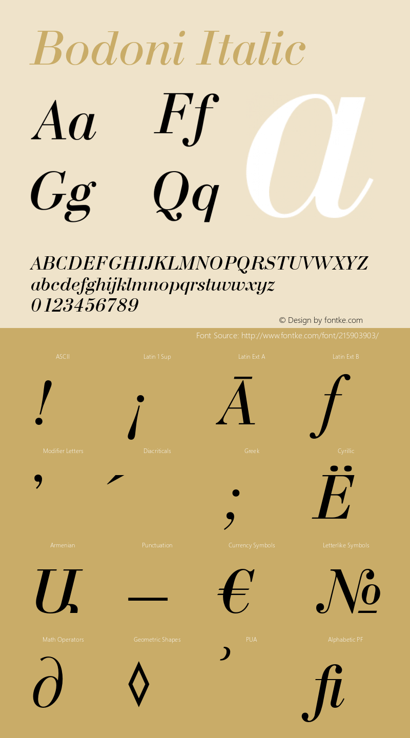 Bodoni Italic Version 1.000;PS 001.001;hotconv 1.0.38图片样张