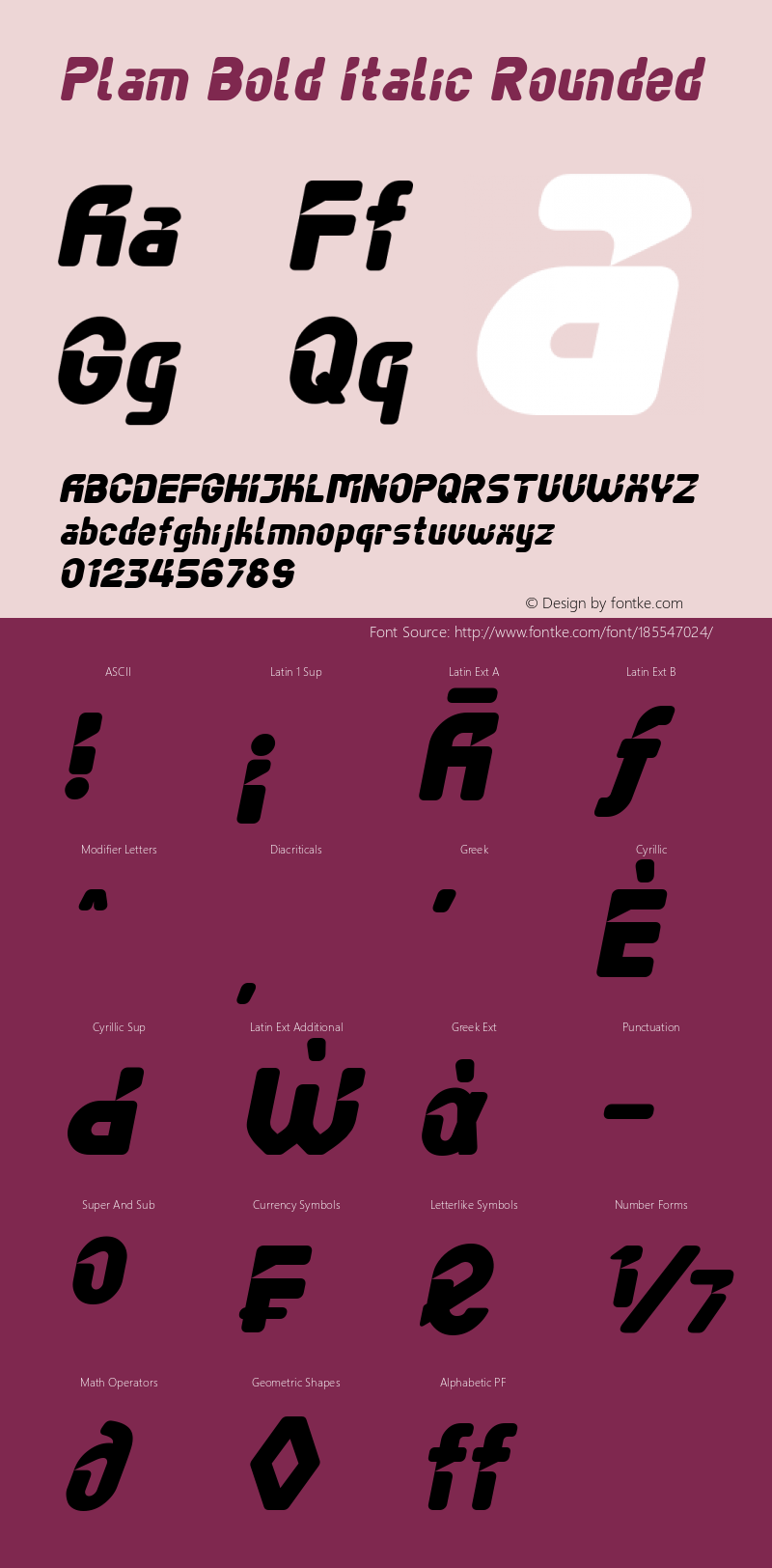 Plam Bold Italic Rounded 1.000图片样张