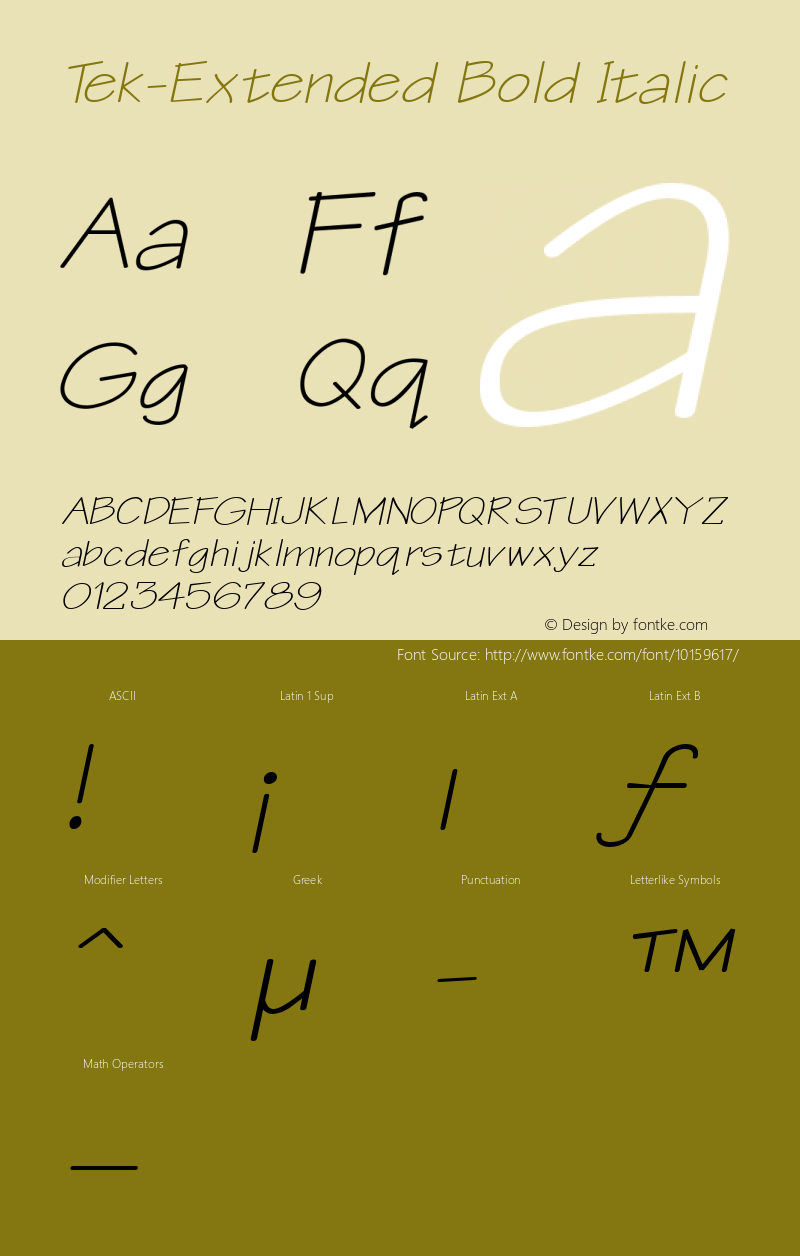 Tek-Extended Bold Italic 1.0/1995: 2.0/2001图片样张