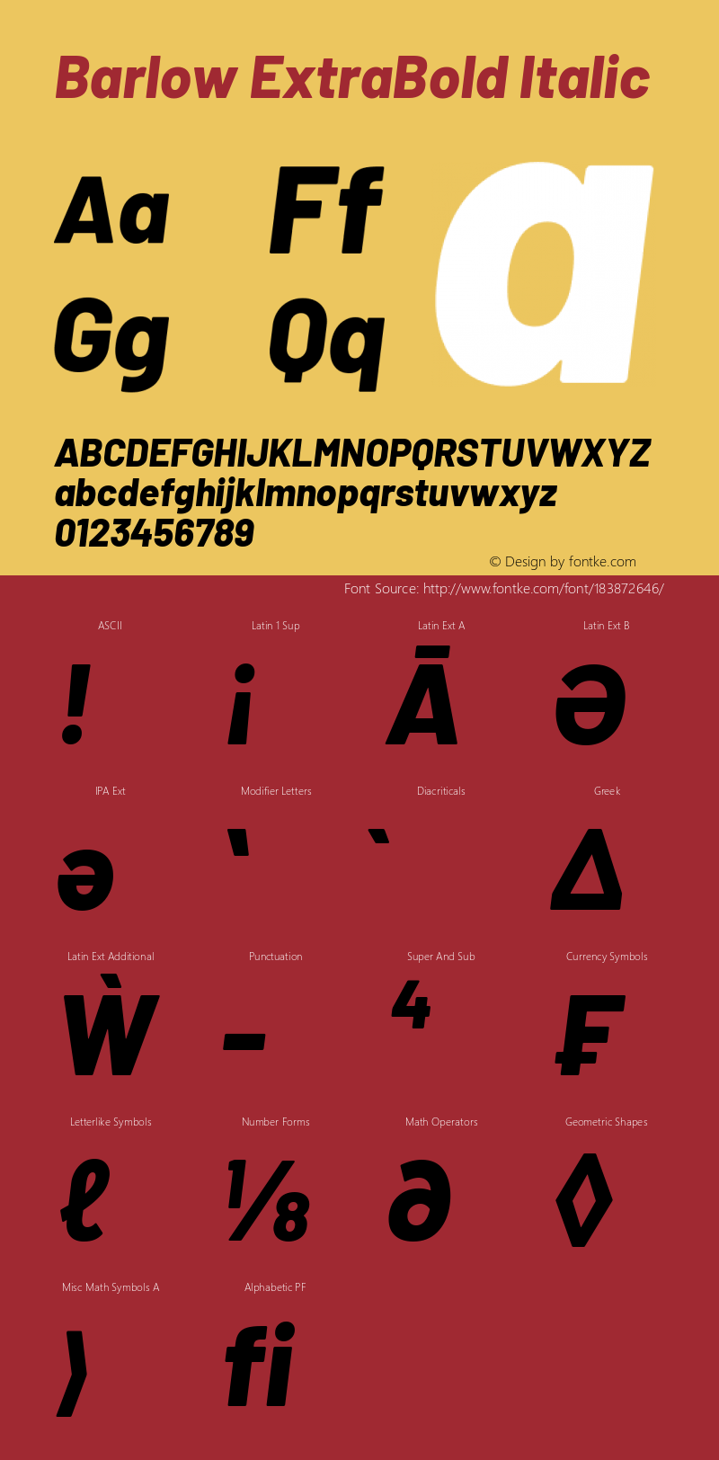 Barlow ExtraBold Italic Version 1.408图片样张