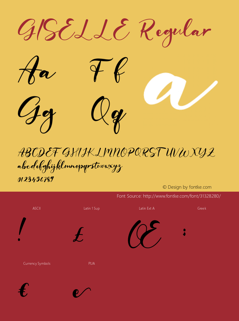 GISELLE Version 1.00;May 28, 2019;FontCreator 11.5.0.2430 64-bit图片样张