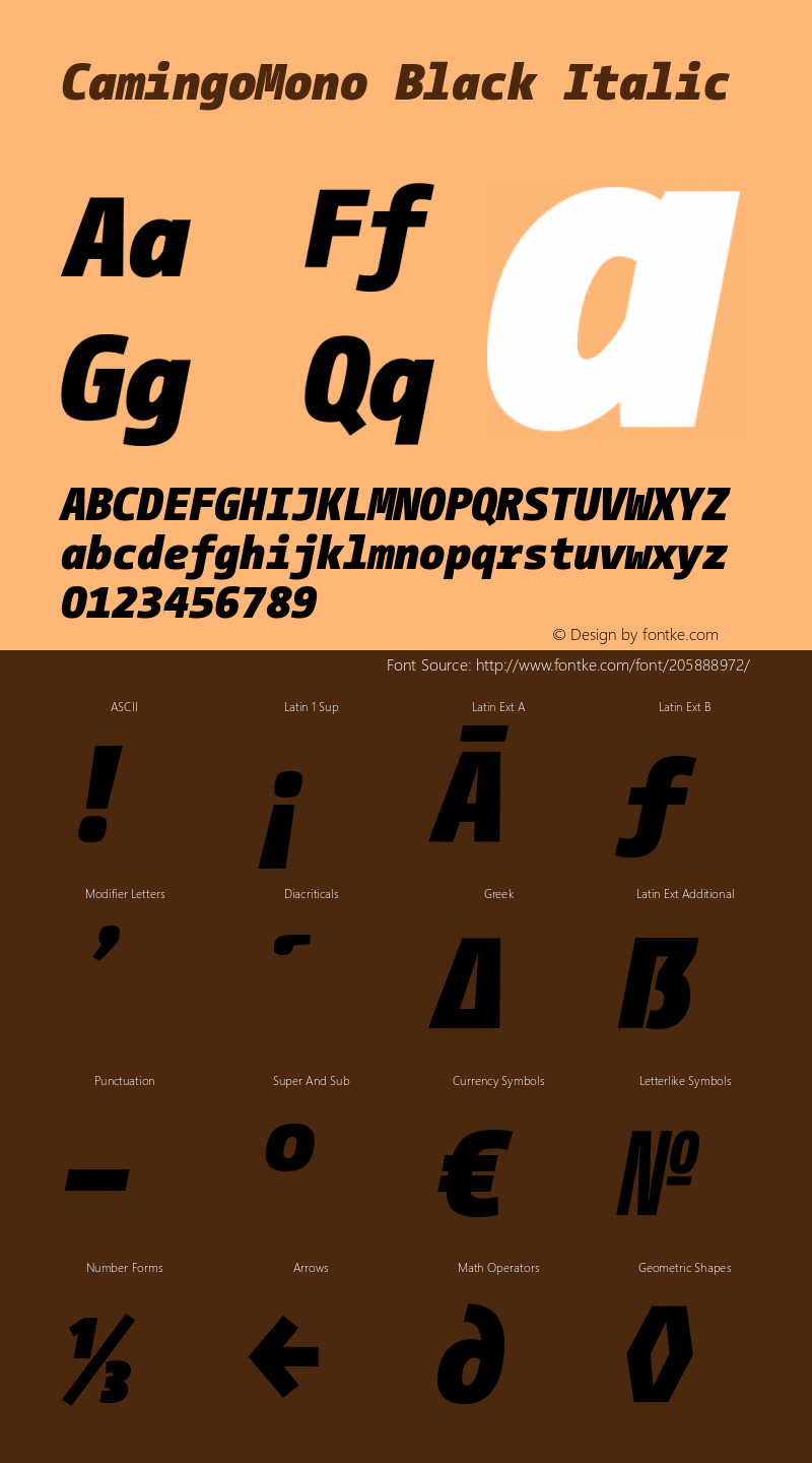 CamingoMono Black Italic Version 1.000图片样张