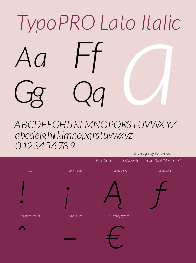 TypoPRO Lato Italic Version 1.105; Western+Polish opensource图片样张